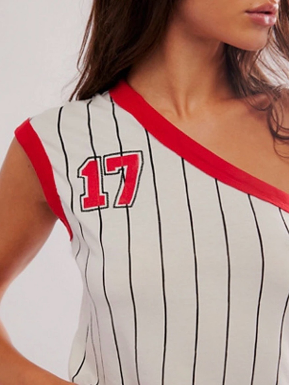 NWT Free People Sloan Sport Muscle Tank Baseball One Shoulder Red size Medium - Picture 3 of 9